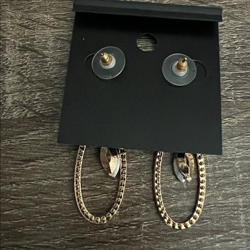Saks Fifth Avenue Crystal and Gold Oval Earrings - Picture 4 of 4